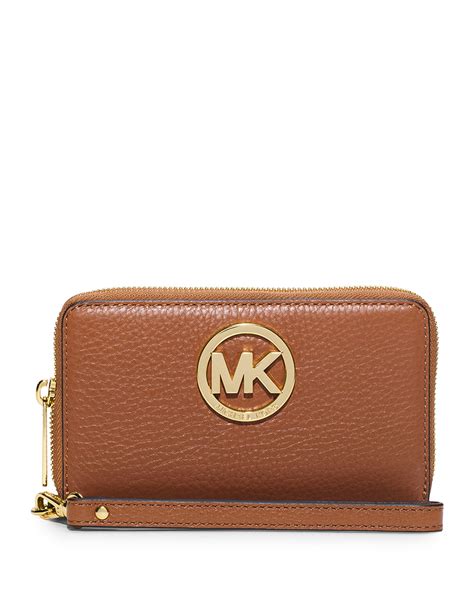 michael kors phone wallet brown|brown mk wallet for women.